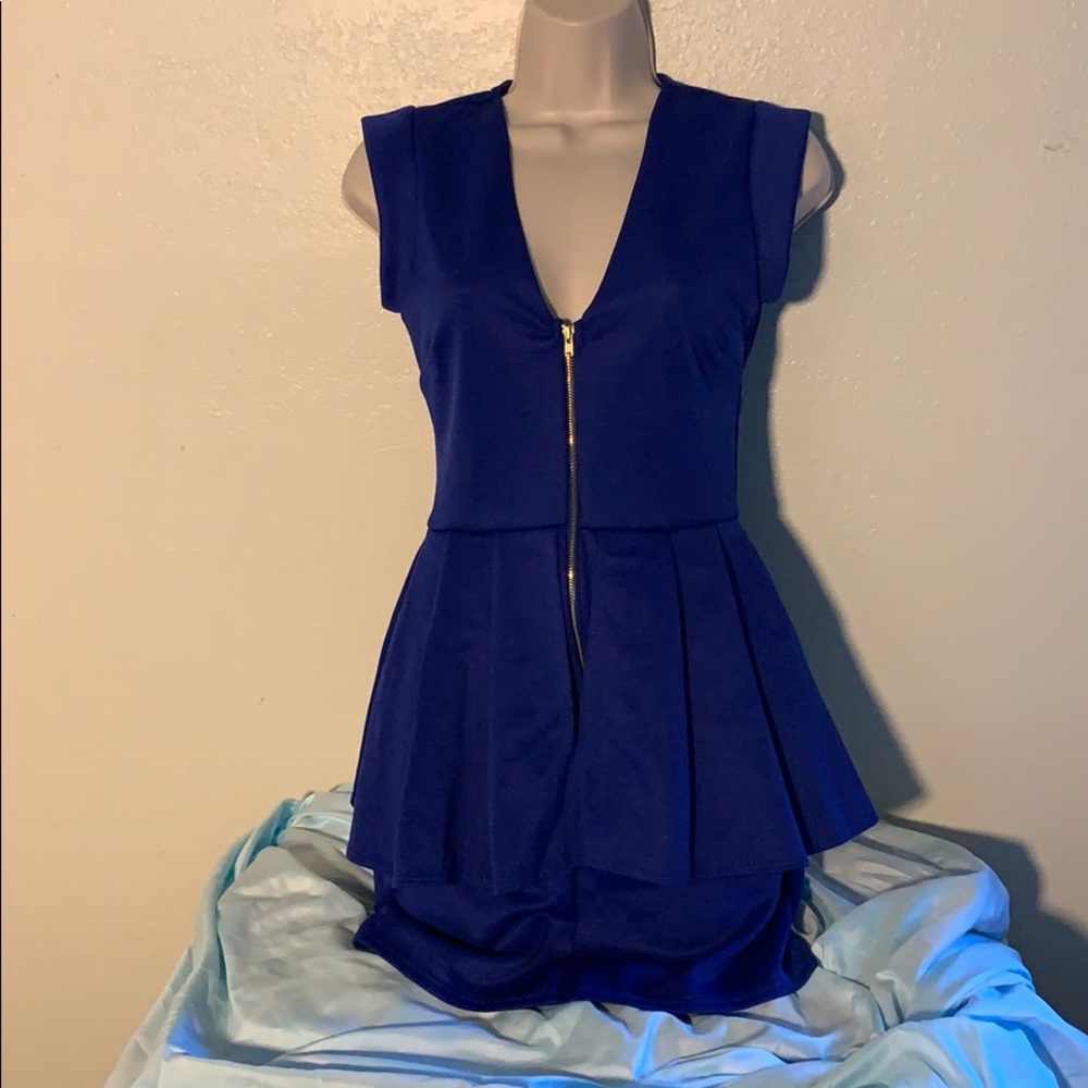 Royal blue peplum bodycon mini dress